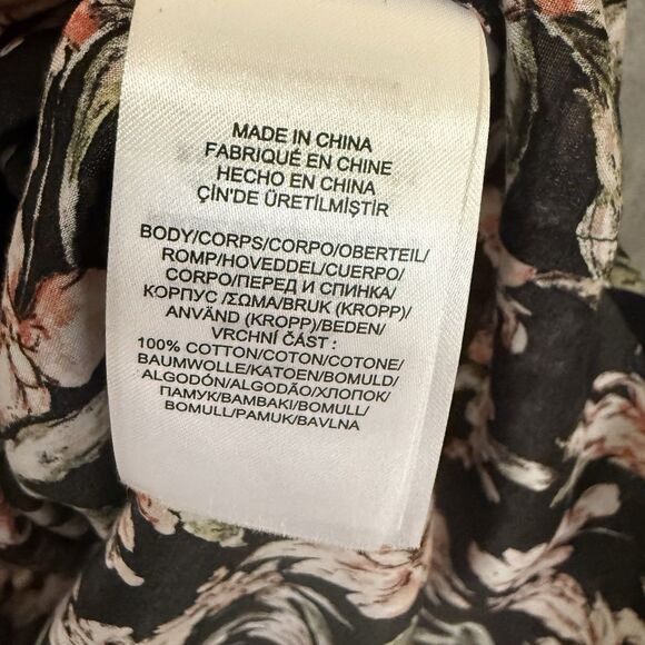 Lauren Ralph Lauren Top Plus 2X Semi Sheer  Sleeves Dark Floral Collared Bloom - Picture 10 of 10